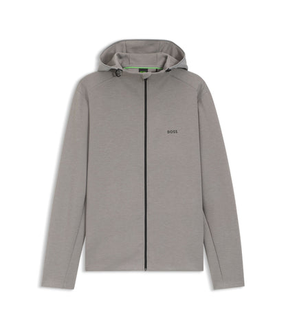 Boss Reflective Detail Zip Up Hoodie With Odour Control Light Grey