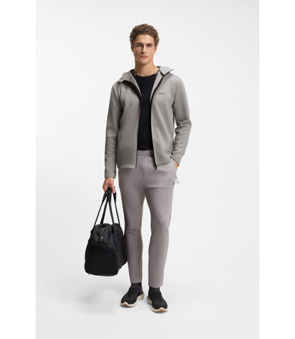 Boss Reflective Detail Zip Up Hoodie With Odour Control Light Grey