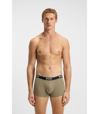 Boss Three Pack Of Trunks With Logo Waistbands Light Brown