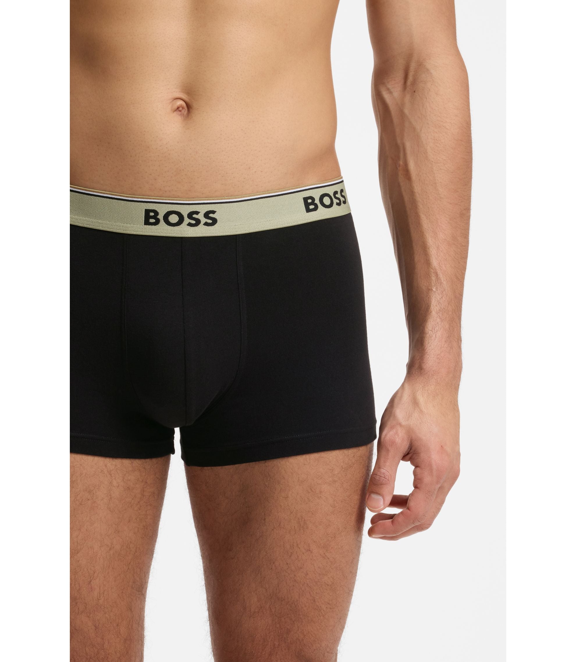 Boss Three Pack Of Trunks With Logo Waistbands Light Green