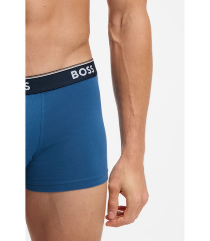 Boss Three Pack Of Trunks With Logo Waistbands Light Blue