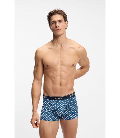 Boss Three Pack Of Trunks With Logo Waistbands Light Blue