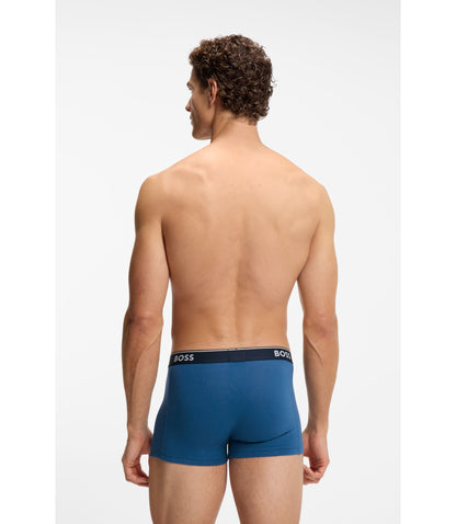 Boss Three Pack Of Trunks With Logo Waistbands Light Blue