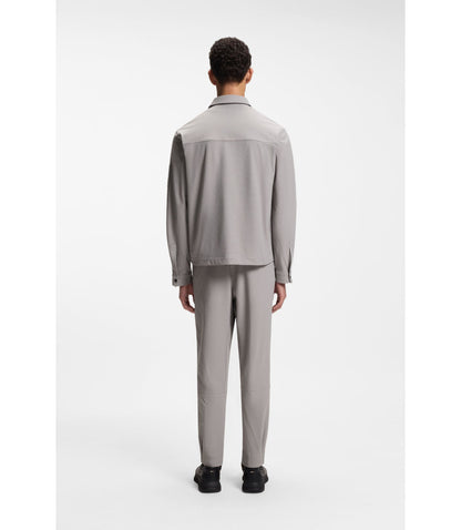 Boss Relaxed Fit Overshirt In Waffle Fabric Light Grey