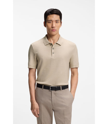 Boss Basket Weave Polo Shirt In Cotton Khaki