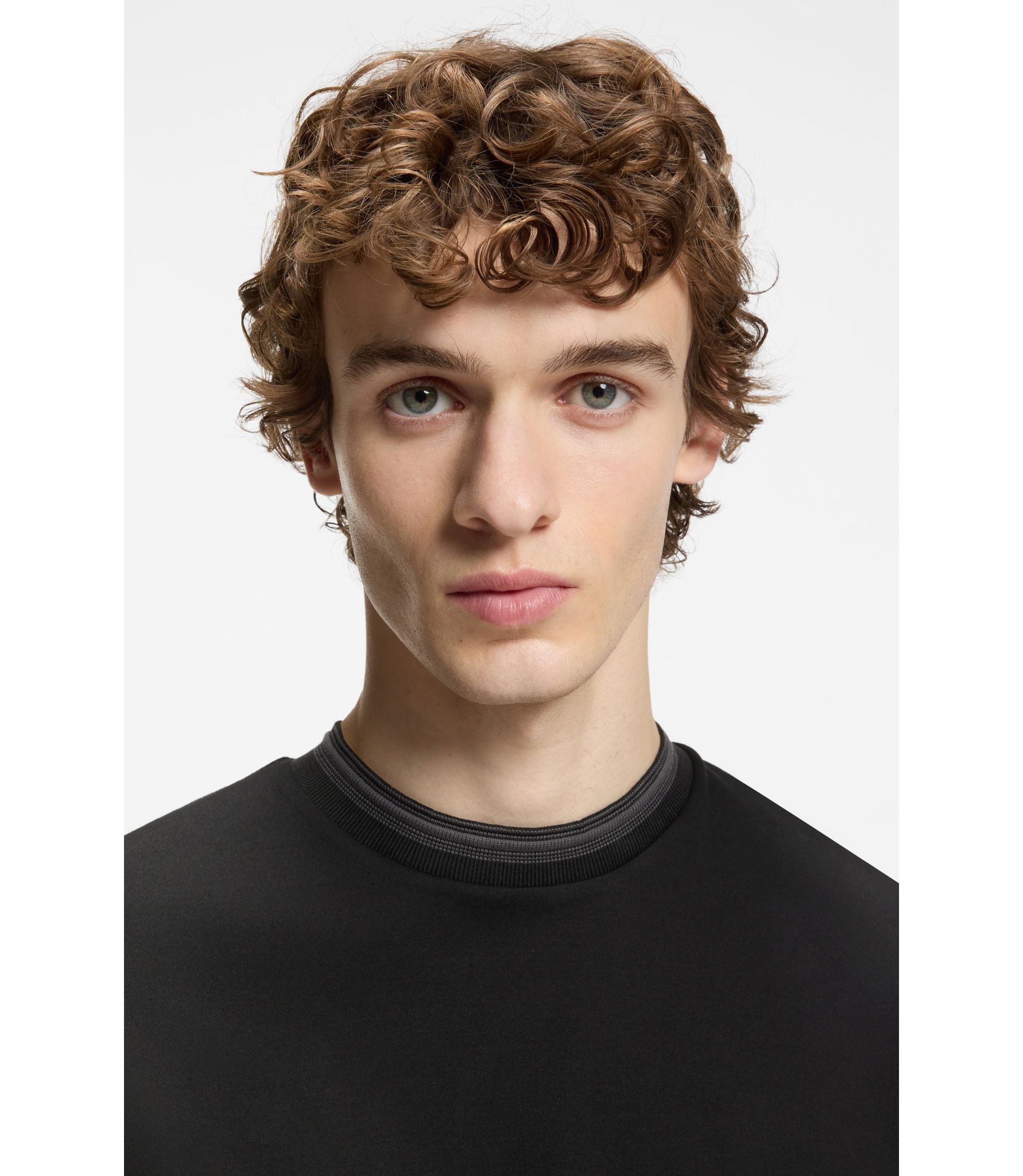 Boss Contrast Tipping Slim Fit T Shirt In Mercerised Cotton Black