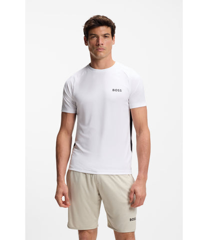 Boss Active Quick Dry Slim Fit T Shirt With Four Way Stretch White