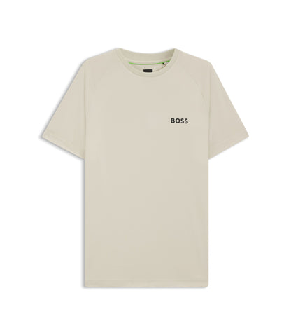 Boss Active Quick Dry Slim Fit T Shirt With Four Way Stretch Light Beige