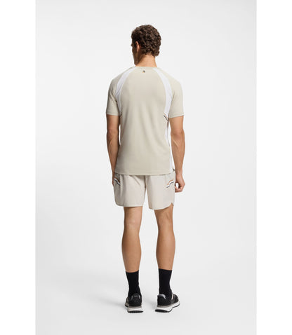 Boss Active Quick Dry Slim Fit T Shirt With Four Way Stretch Light Beige