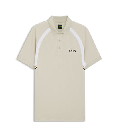 Boss Active Quick Dry Slim Fit Polo Shirt With Four Way Stretch Light Beige