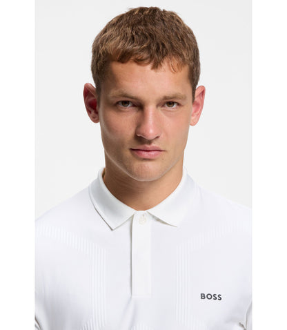 Boss Bodymap Detail Polo Shirt With Quick Dry Performance White