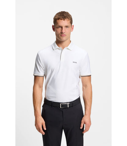 Boss Bodymap Detail Polo Shirt With Quick Dry Performance White