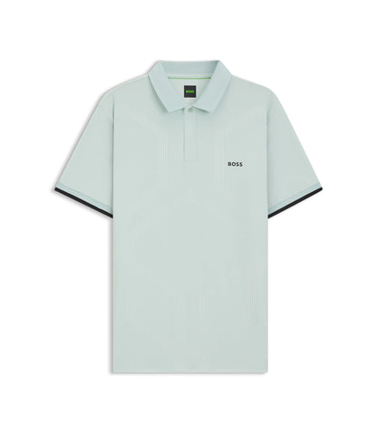 Boss Bodymap Detail Polo Shirt With Quick Dry Performance Turquoise