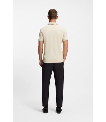 Boss Paddy Slim Fit Polo Shirt In Interlock Cotton Light Beige