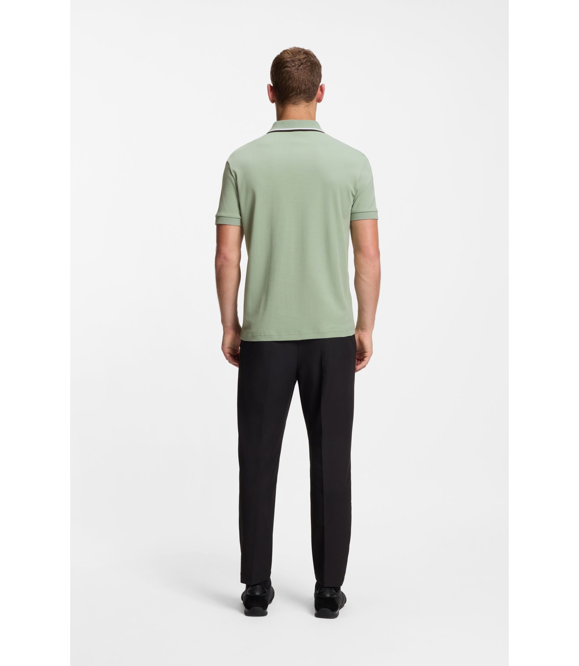Boss Paddy Slim Fit Polo Shirt In Interlock Cotton Light Green