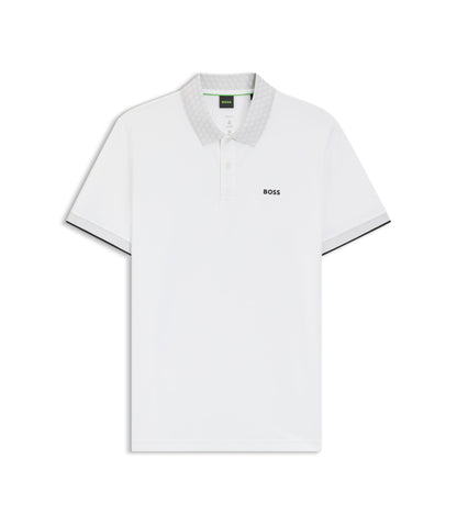 Boss Paddy Polo Shirt In Stretch Cotton Piqu White