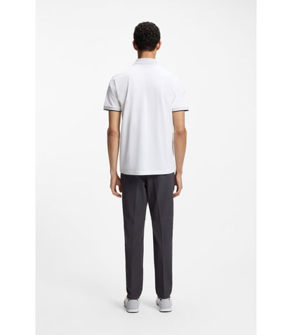 Boss Paddy Polo Shirt In Stretch Cotton Piqu White