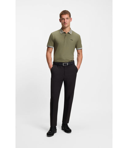 Boss Paddy Polo Shirt In Stretch Cotton Piqu Khaki