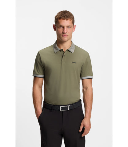 Boss Paddy Polo Shirt In Stretch Cotton Piqu Khaki