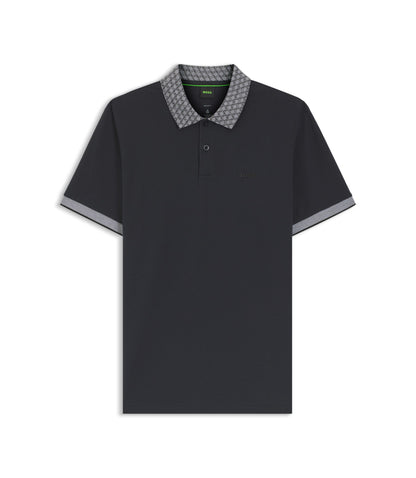 Boss Paddy Polo Shirt In Stretch Cotton Piqu Dark Blue
