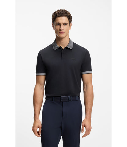Boss Paddy Polo Shirt In Stretch Cotton Piqu Dark Blue