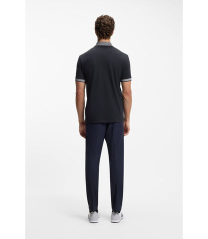 Boss Paddy Polo Shirt In Stretch Cotton Piqu Dark Blue