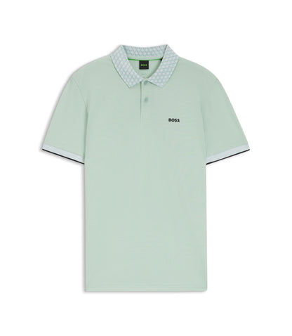 Boss Paddy Polo Shirt In Stretch Cotton Piqu Turquoise