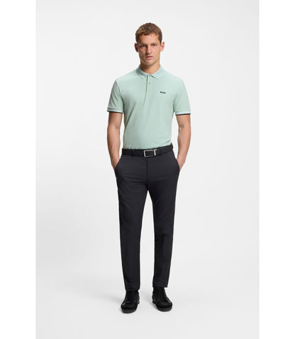 Boss Paddy Polo Shirt In Stretch Cotton Piqu Turquoise
