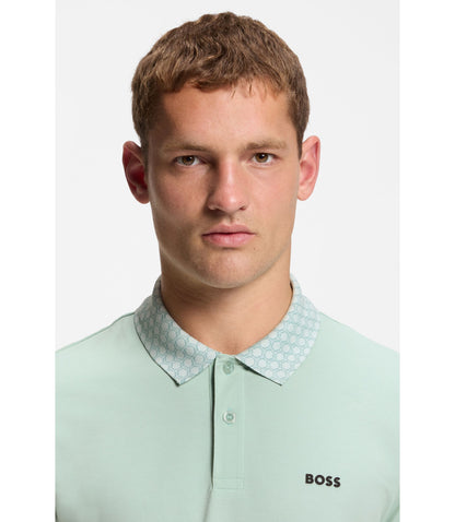 Boss Paddy Polo Shirt In Stretch Cotton Piqu Turquoise