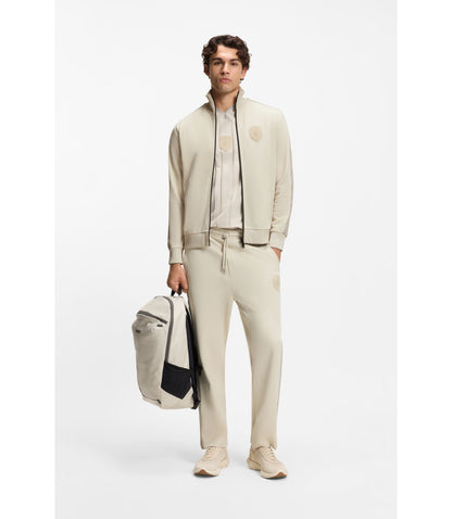 Boss Crest Logo Sweatshirt In A Relaxed Fit Light Beige