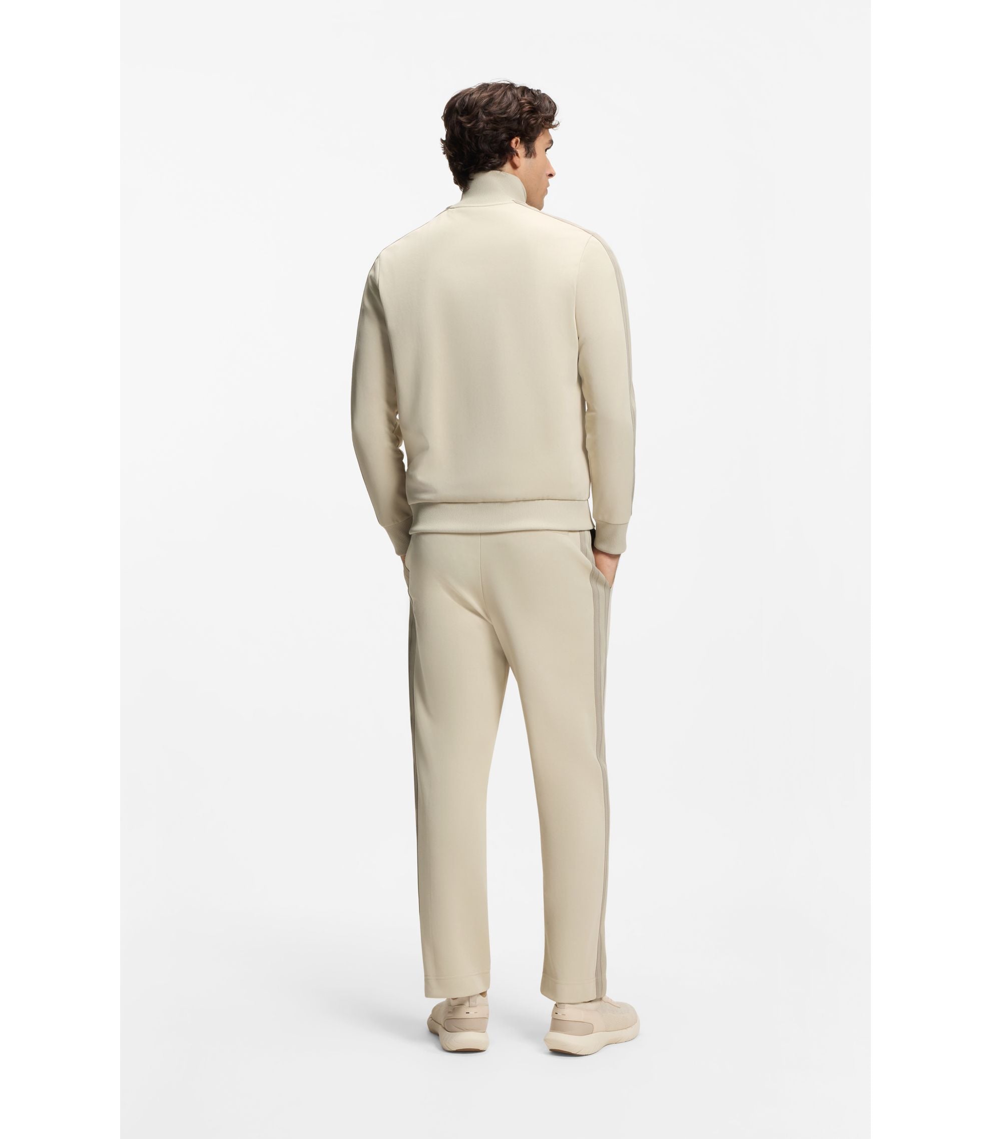 Boss Crest Logo Sweatshirt In A Relaxed Fit Light Beige