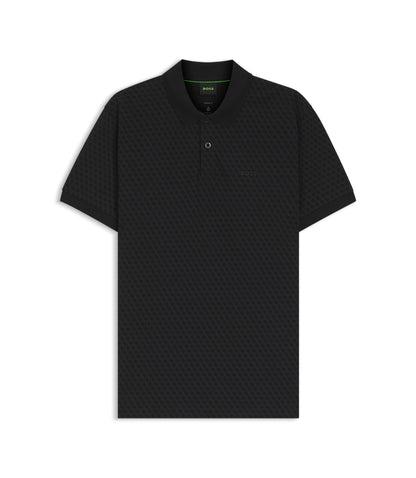 Boss Printed Polo Shirt In Cotton Piqu Black