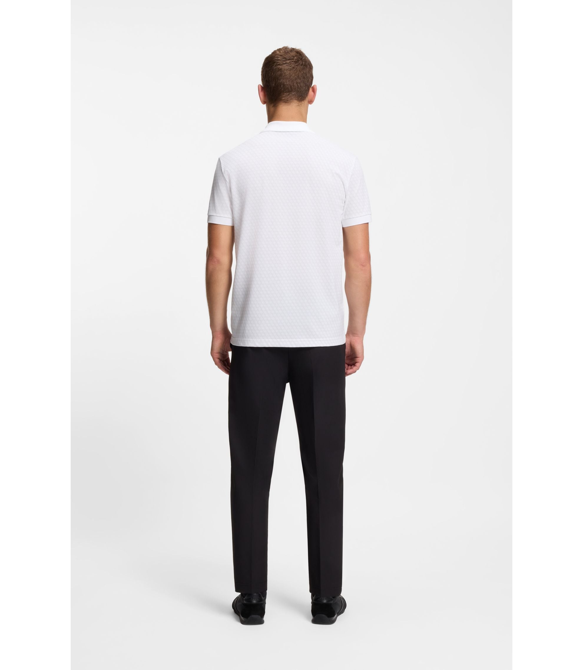 Boss Printed Polo Shirt In Cotton Piqu White