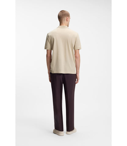 Boss Zip Placket Polo Shirt In A Cotton Blend Light Beige