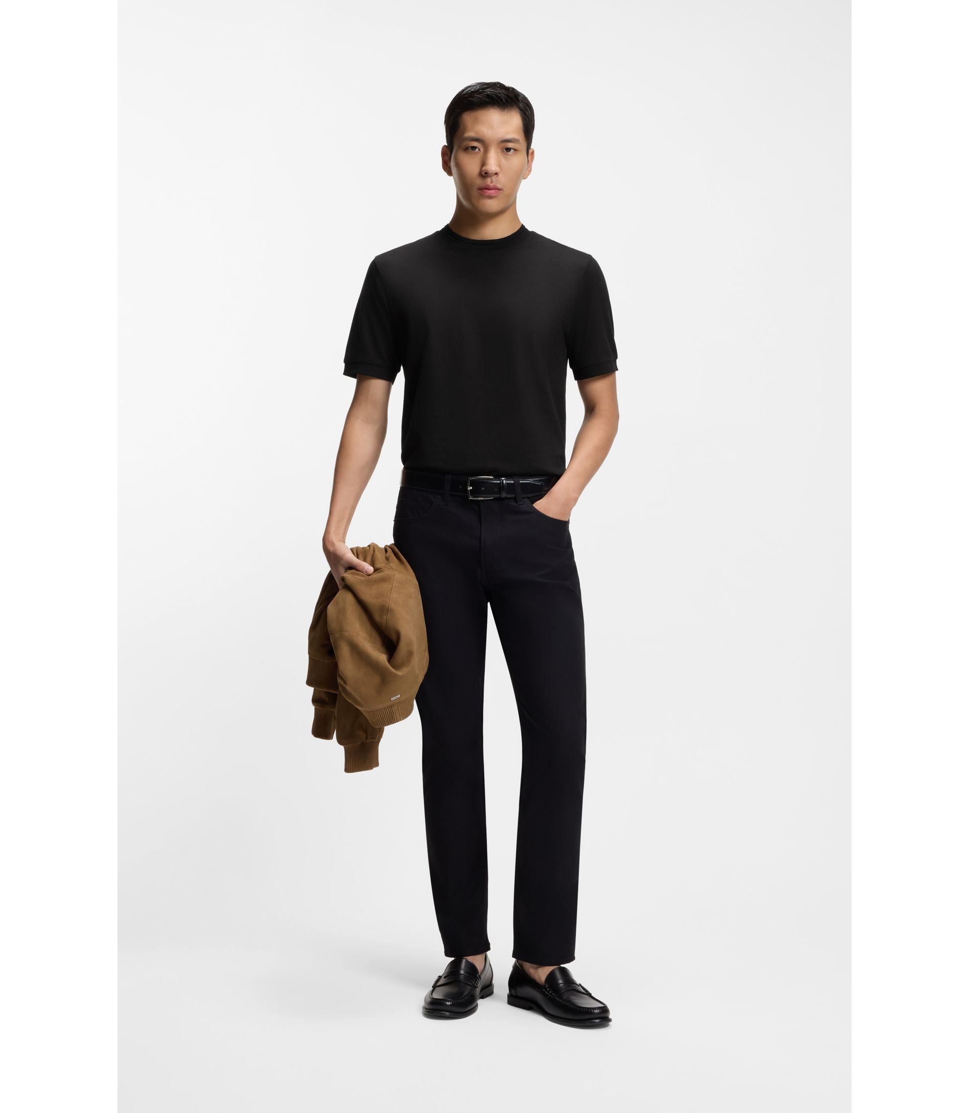 Boss Regular Fit T Shirt In A Mercerised Cotton Blend Black