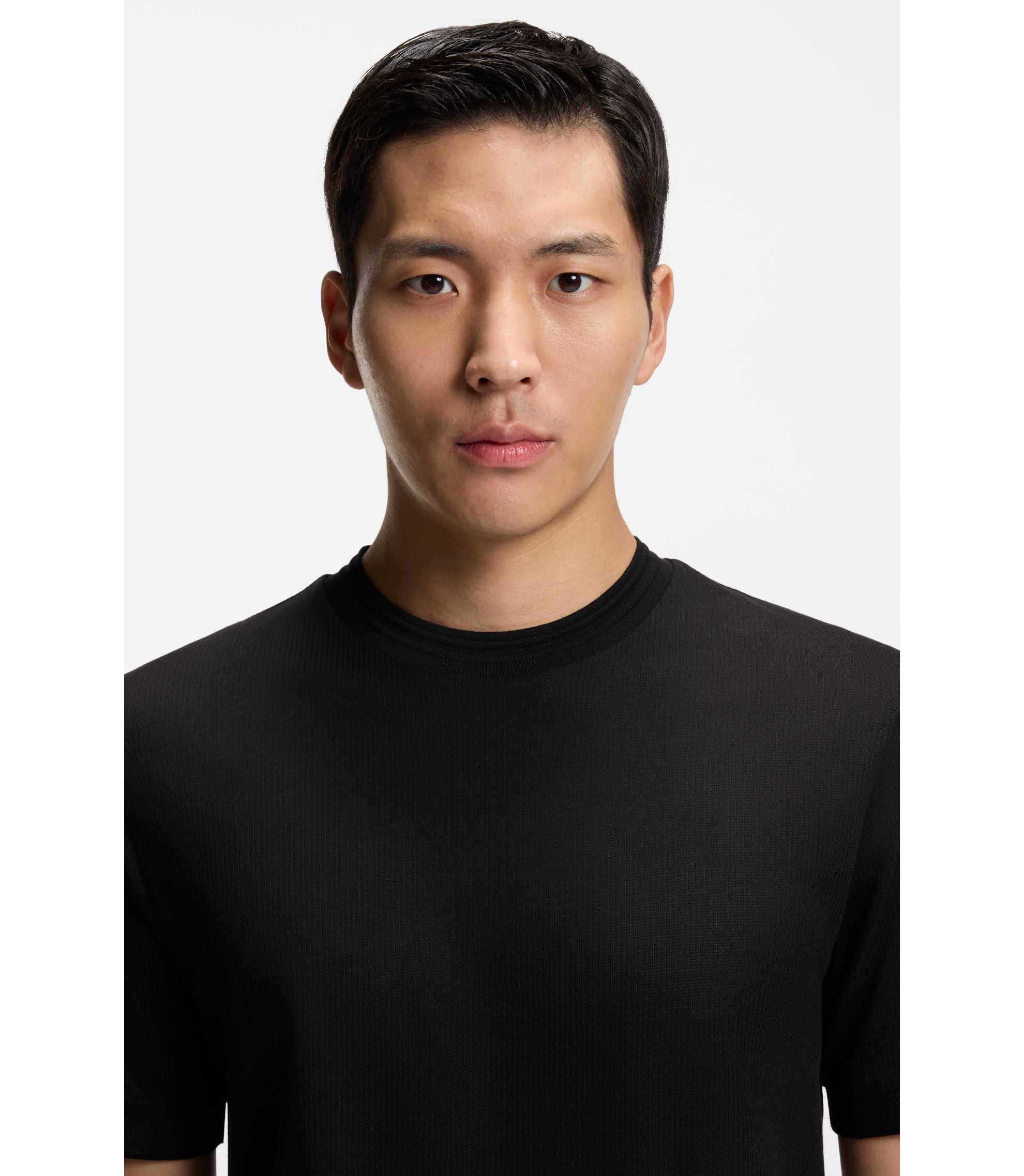 Boss Regular Fit T Shirt In A Mercerised Cotton Blend Black