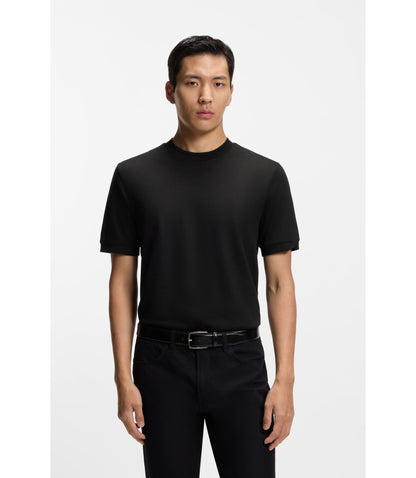 Boss Regular Fit T Shirt In A Mercerised Cotton Blend Black