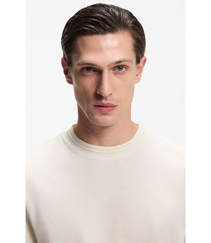 Boss Regular Fit T Shirt In A Mercerised Cotton Blend White