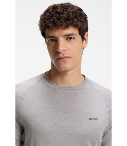 Boss Logo Detail T Shirt In A Slim Fit Light Grey