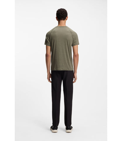 Boss Logo Detail T Shirt In A Slim Fit Khaki