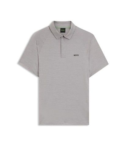 Boss Slim Fit Polo Shirt With Temperature Regulating Performance Light Grey