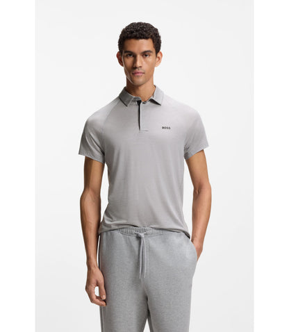 Boss Slim Fit Polo Shirt With Temperature Regulating Performance Light Grey