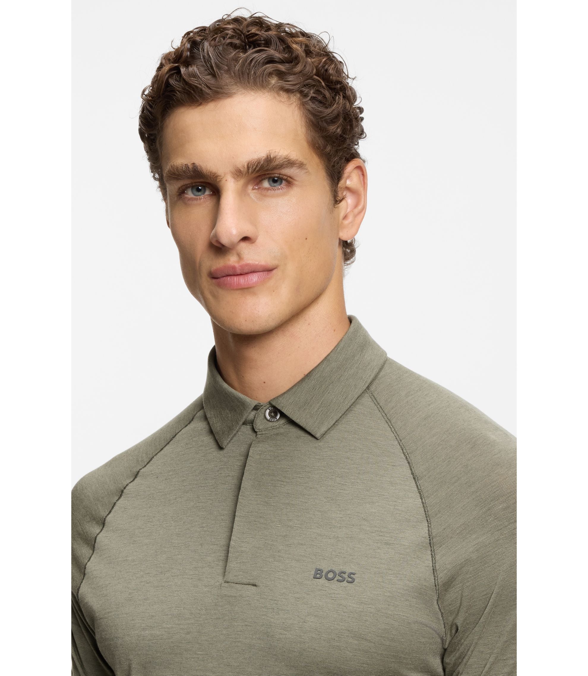 Boss Slim Fit Polo Shirt With Temperature Regulating Performance Khaki