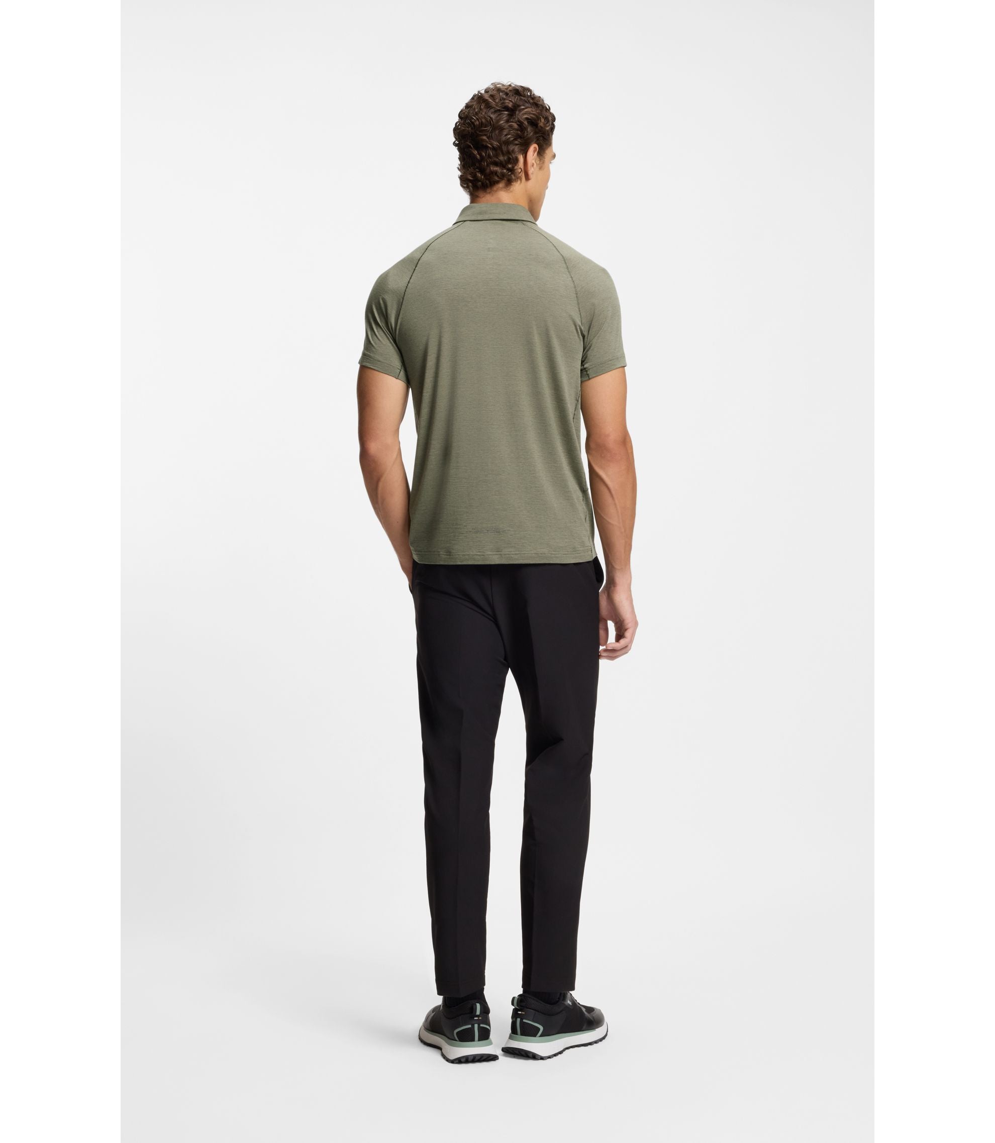 Boss Slim Fit Polo Shirt With Temperature Regulating Performance Khaki