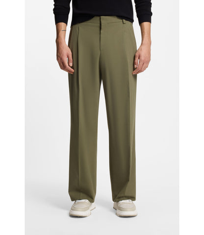 Hugo Modern Fit Trousers In Stretch Ripstop Light Green