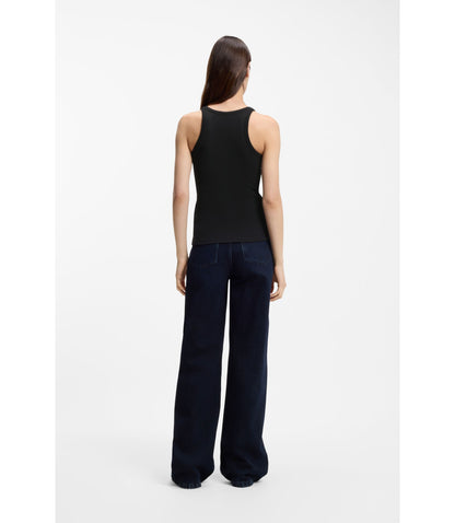 Boss Racer Back Tank Top In Stretch Cotton Black Women's