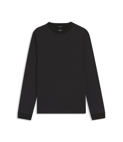 Boss Jacquard Structure T Shirt In Mercerised Cotton Black