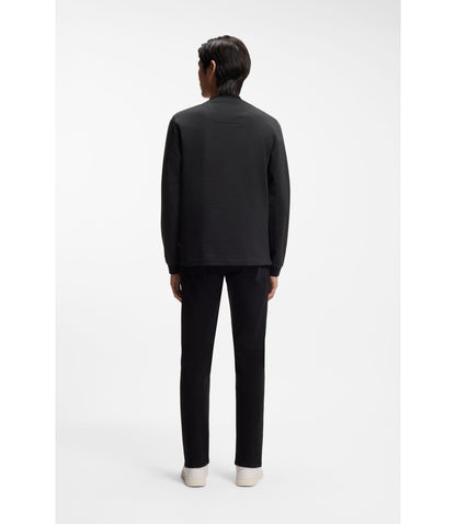 Boss Jacquard Structure T Shirt In Mercerised Cotton Black