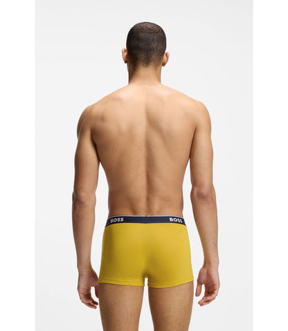 Boss Three Pack Of Stretch Cotton Trunks With Logo Waistbands Light Green