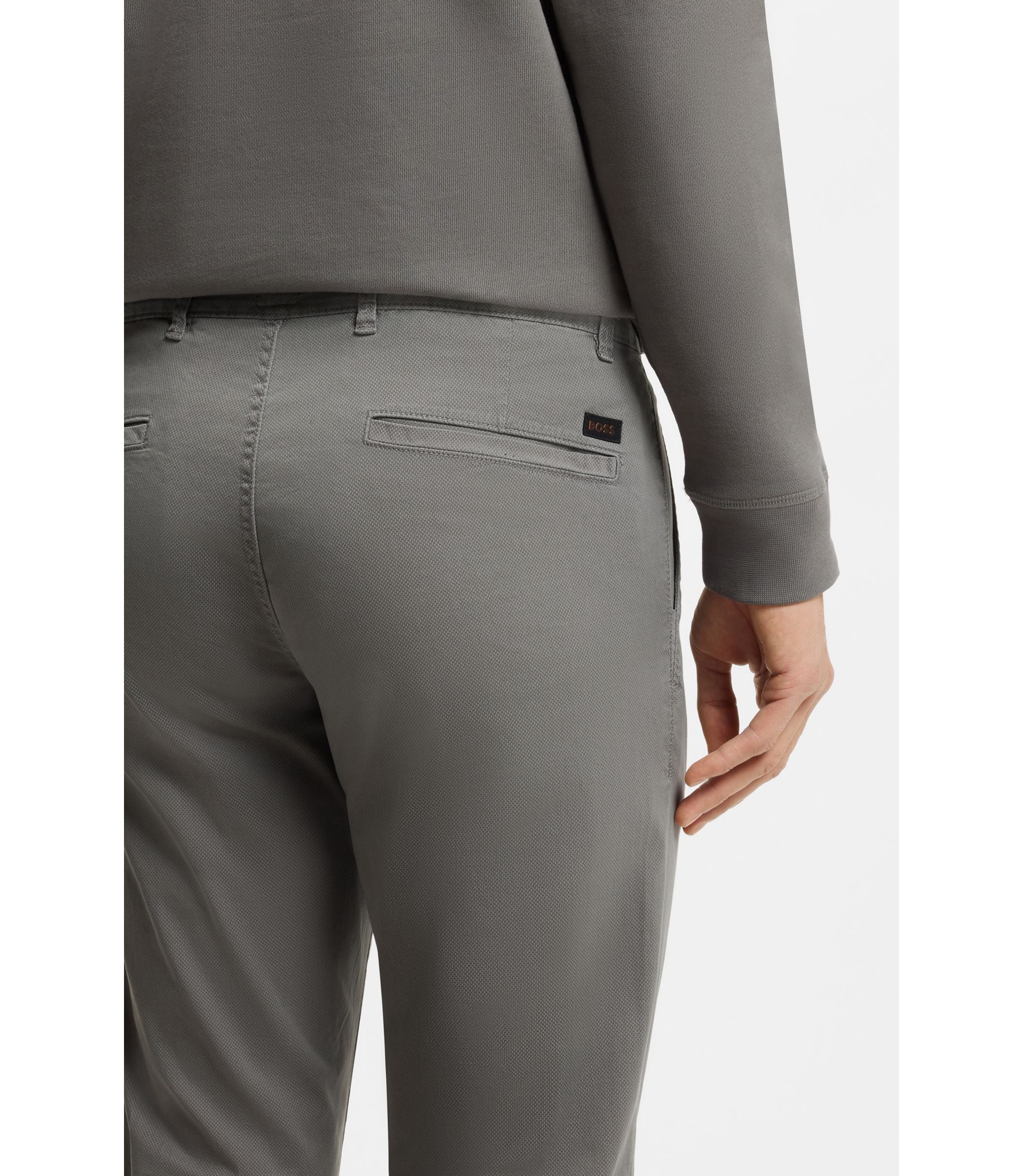 Boss Slim Fit Chinos In Printed Stretch Cotton Twill Silver